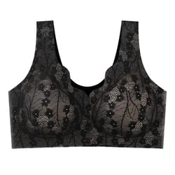 comfortease front button wireless lace bra tank top – breathable soft cup plus size support