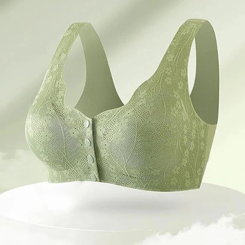 ComfortEase Front Button Wireless Lace Bra Tank Top – Breathable Soft Cup Plus Size Support