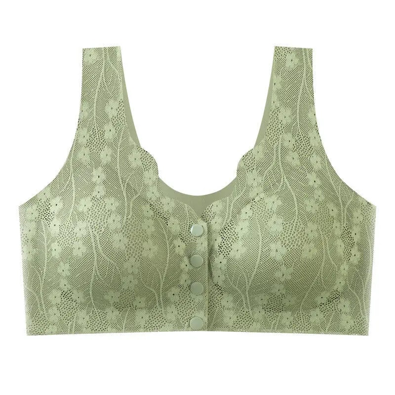 ComfortEase Front Button Wireless Lace Bra Tank Top – Breathable Soft Cup Plus Size Support