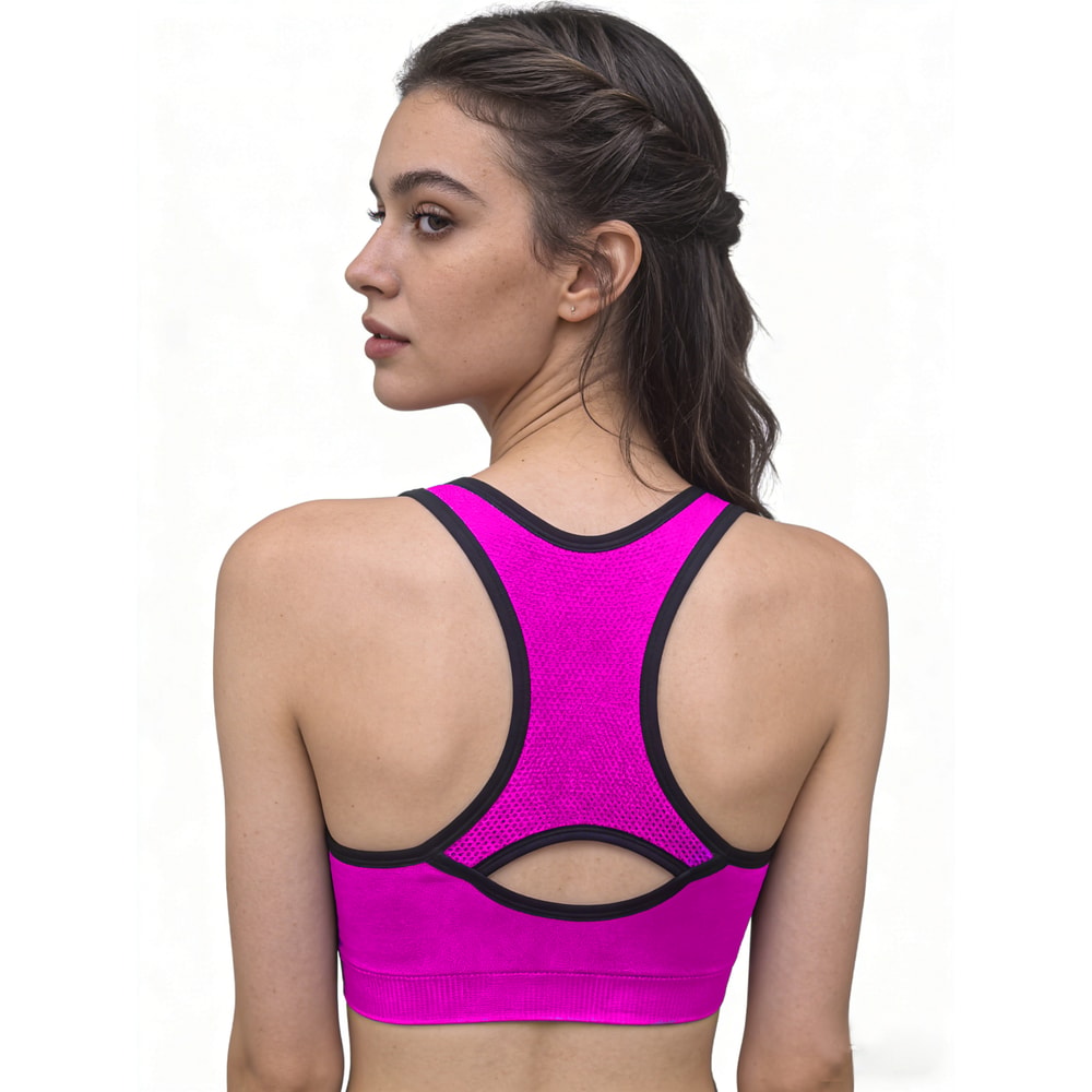 Womens High Support Mesh Racerback Sports Bra – Breathable Quick Dry Gym & Yoga Top