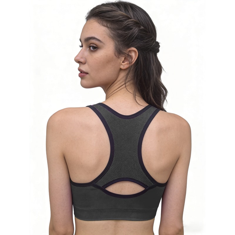 Womens High Support Mesh Racerback Sports Bra – Breathable Quick Dry Gym & Yoga Top