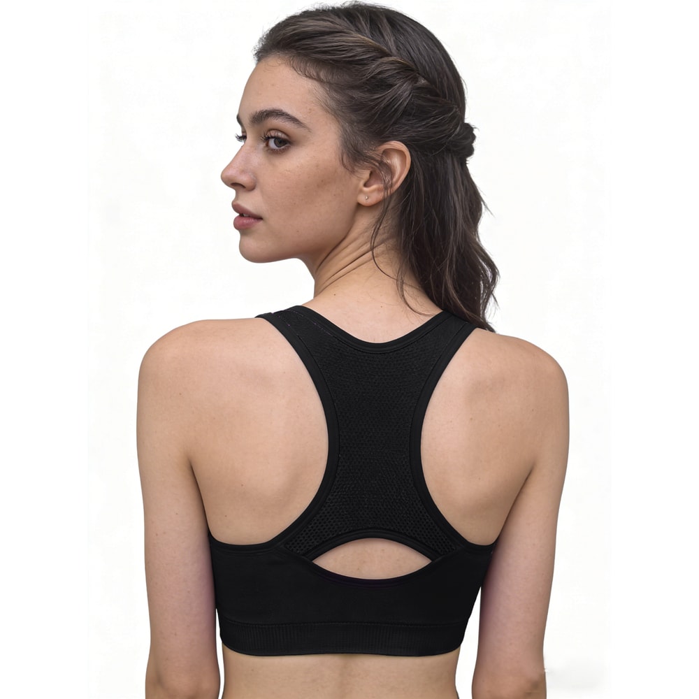 Womens High Support Mesh Racerback Sports Bra – Breathable Quick Dry Gym & Yoga Top
