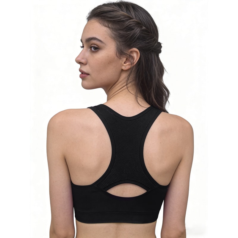 Womens High Support Mesh Racerback Sports Bra – Breathable Quick Dry Gym & Yoga Top