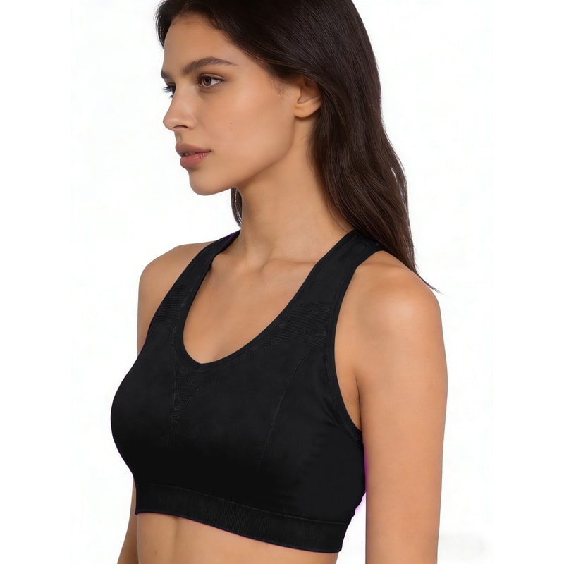 Womens High Support Mesh Racerback Sports Bra – Breathable Quick Dry Gym & Yoga Top