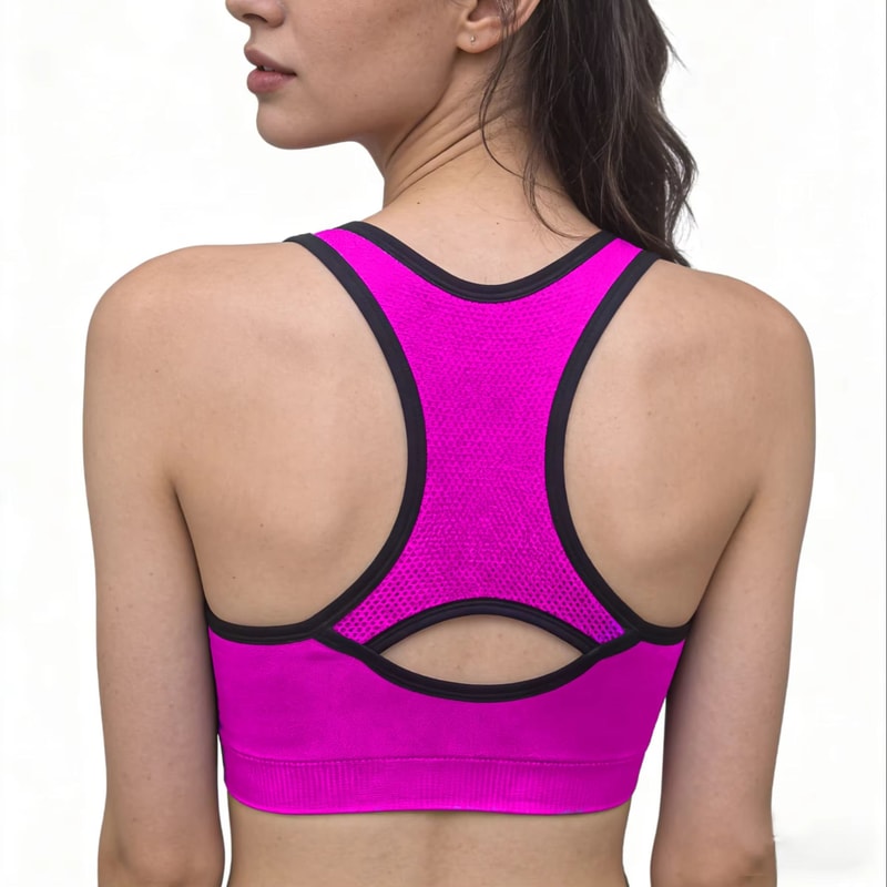 Womens High Support Mesh Racerback Sports Bra – Breathable Quick Dry Gym & Yoga Top