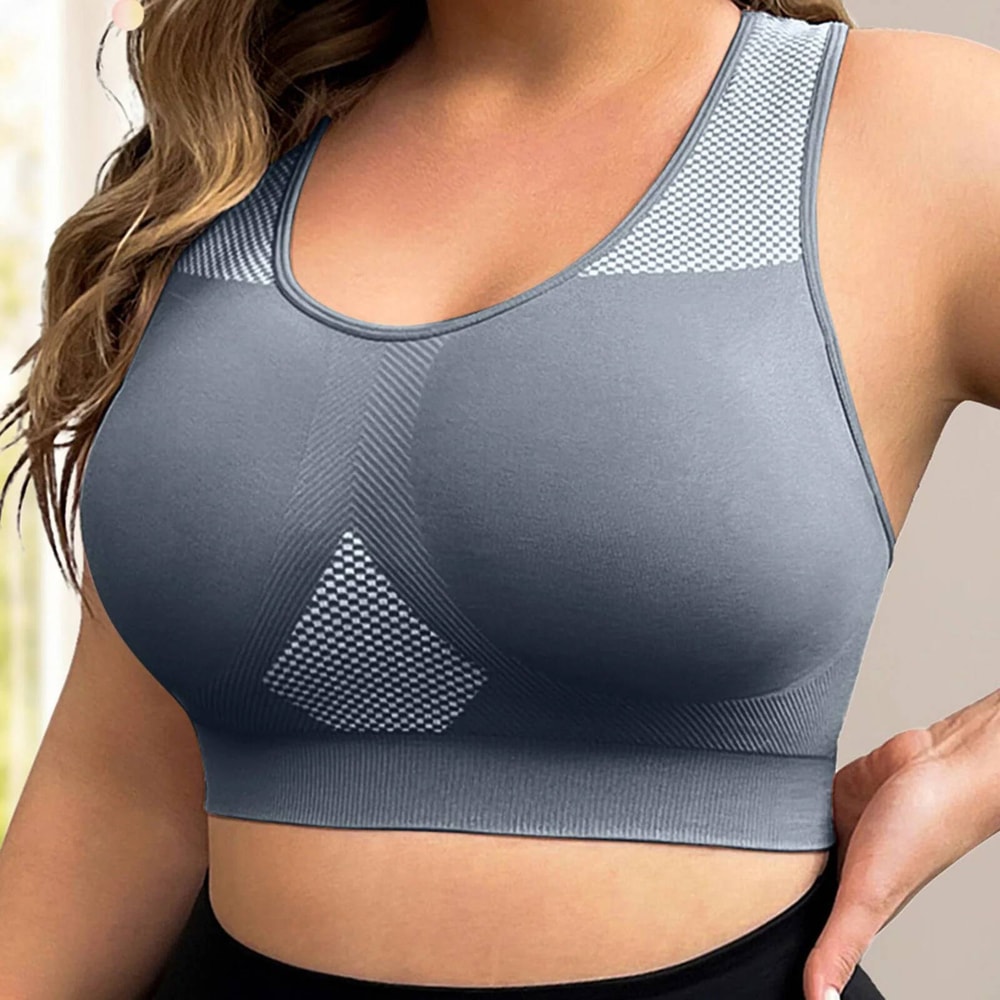 CurveFit Plus Size Seamless Yoga Bra Push Up Workout Top Racerback U Neck 2