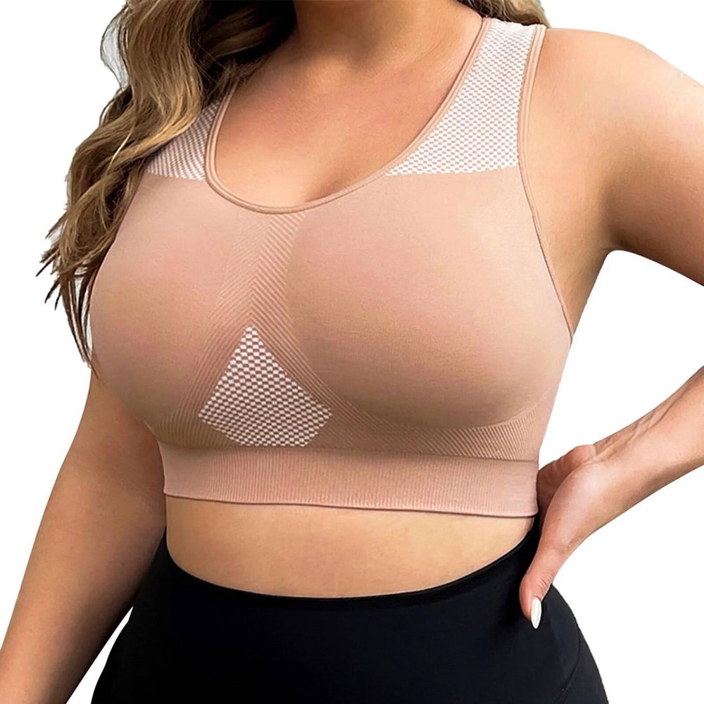 CurveFit Plus Size Seamless Yoga Bra Push Up Workout Top Racerback U Neck 3
