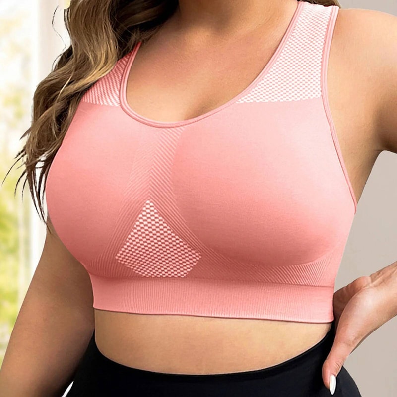 CurveFit Plus Size Seamless Yoga Bra Push Up Workout Top Racerback U Neck 4