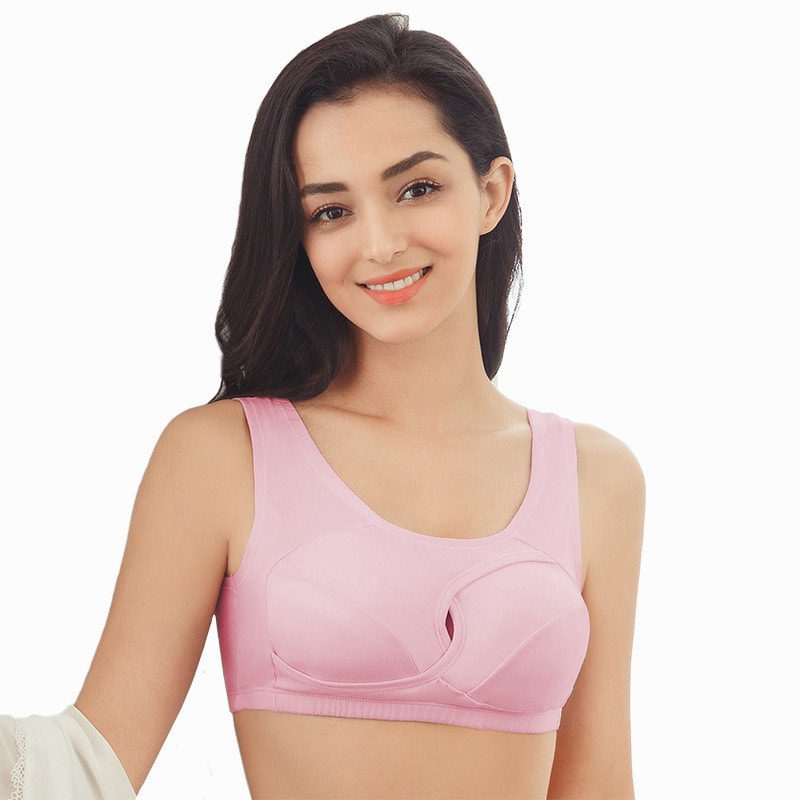 Plus Size Comfort Cotton Sleep Bra Wireless Removable Padding Support 4