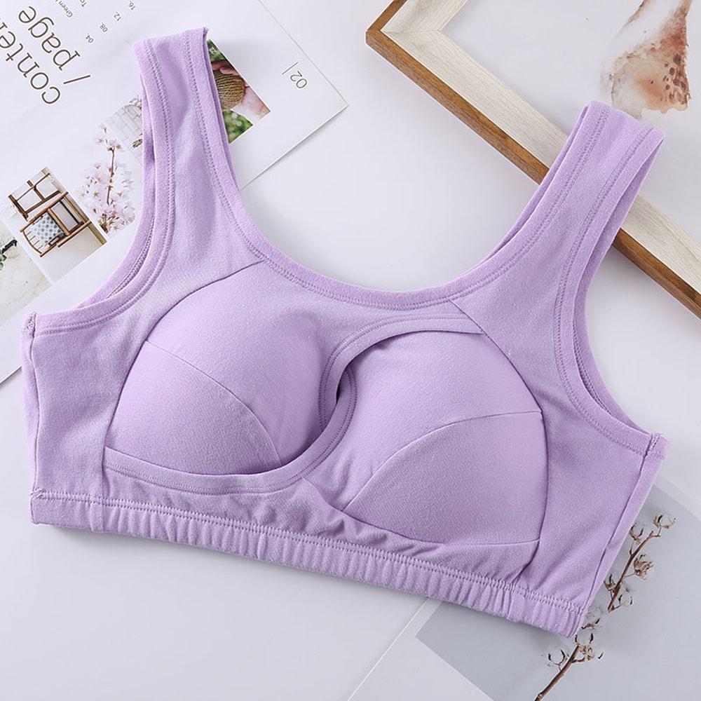 Plus Size Comfort Cotton Sleep Bra Wireless Removable Padding Support 8