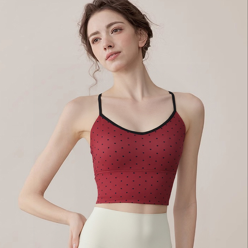 Polka Dot Seamless Sports Bra for Women – Supportive Yoga & Fitness Activewear