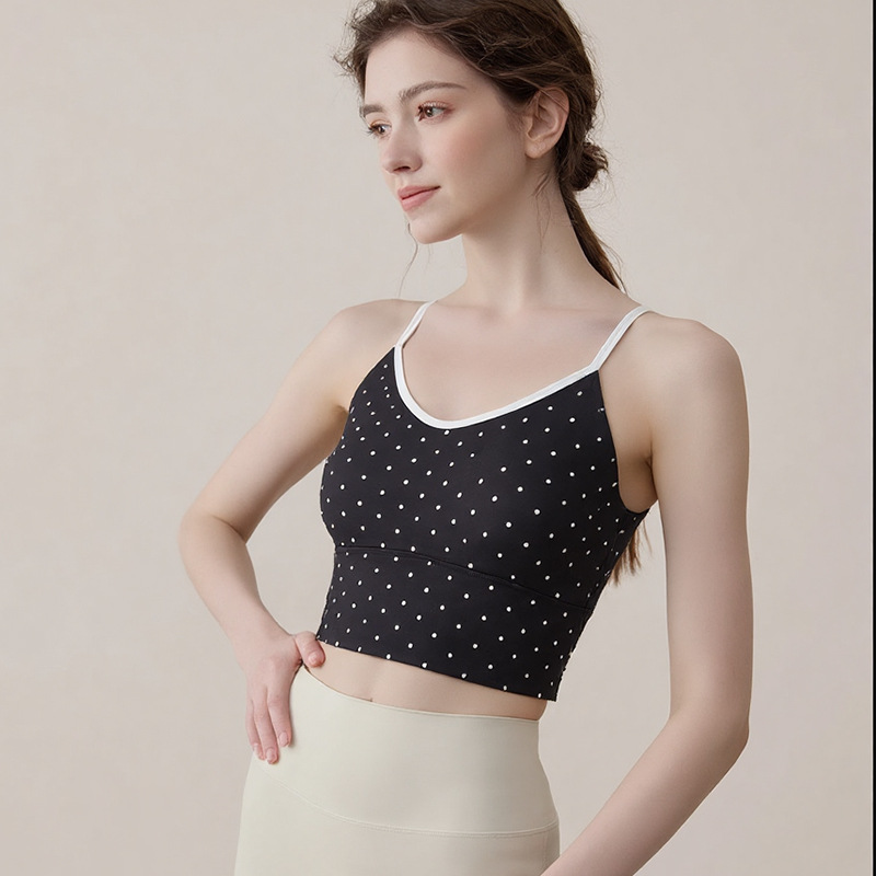 Polka Dot Seamless Sports Bra for Women – Supportive Yoga & Fitness Activewear