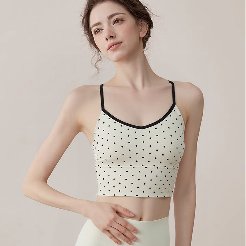Polka Dot Seamless Sports Bra for Women – Supportive Yoga & Fitness Activewear