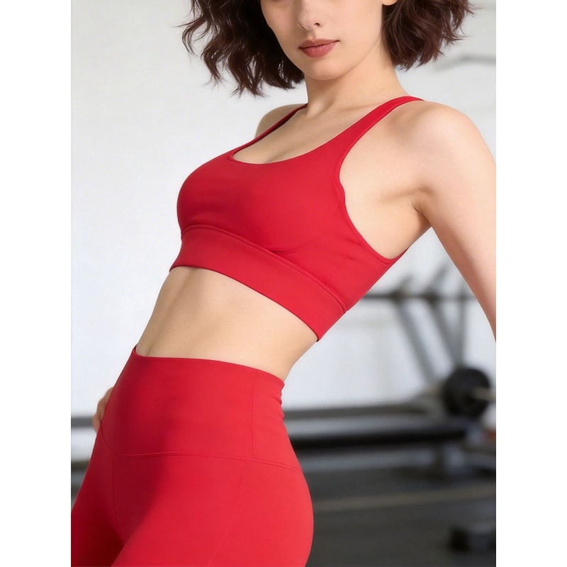Seamless Cross Back Padded Sports Bra for Women – Breathable Yoga & Running Fitness Top