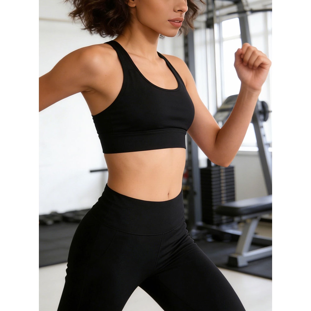 Seamless Cross Back Padded Sports Bra for Women – Breathable Yoga & Running Fitness Top