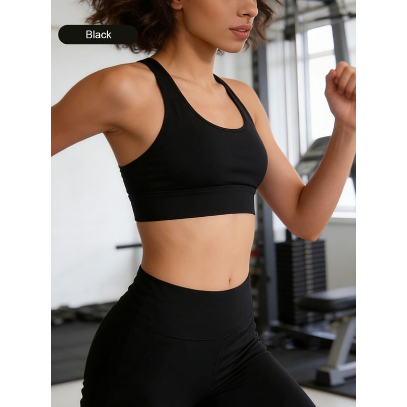 Seamless Cross Back Padded Sports Bra for Women – Breathable Yoga & Running Fitness Top