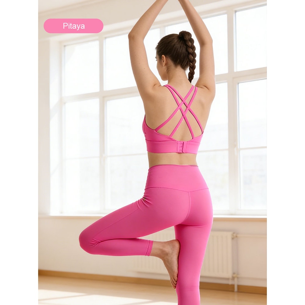 Seamless Cross Back Padded Sports Bra for Women – Breathable Yoga & Running Fitness Top