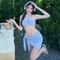 Sweet Stripe Women Bikini Set Tummy Control Halter Neck Swimwear For Beach Vacation 3