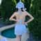 Sweet Stripe Women Bikini Set Tummy Control Halter Neck Swimwear For Beach Vacation 1