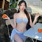 Sweet Stripe Women Bikini Set Tummy Control Halter Neck Swimwear For Beach Vacation 2