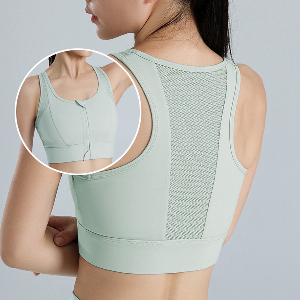 Plus Size Front Zip Breathable Sports Bra For Workout Yoga 0