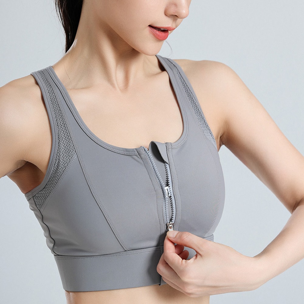 Plus Size Front Zip Breathable Sports Bra For Workout Yoga 1