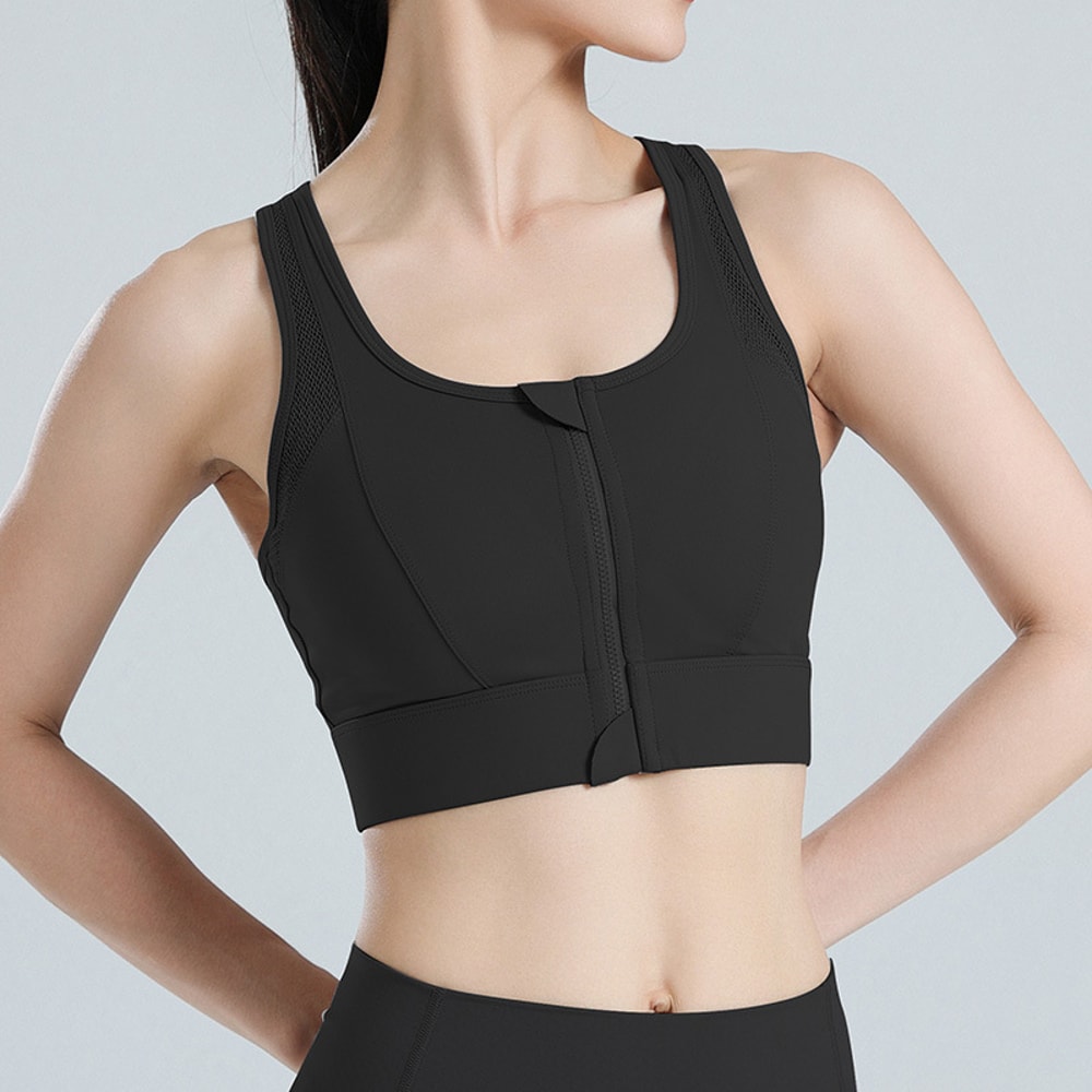 Plus Size Front Zip Breathable Sports Bra For Workout Yoga 2