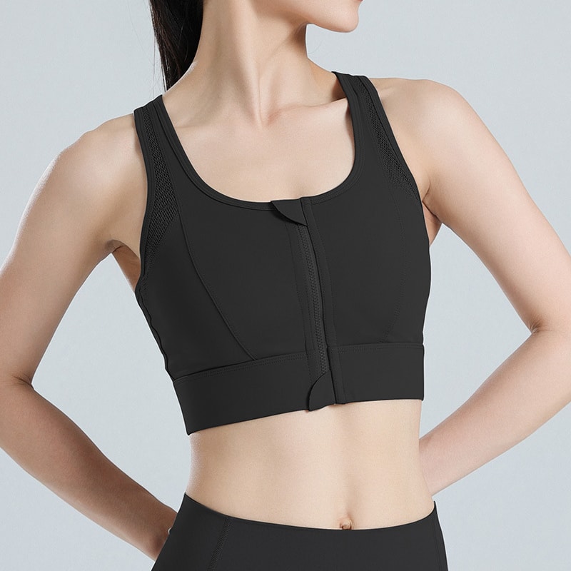Plus Size Front Zip Breathable Sports Bra For Workout Yoga 2