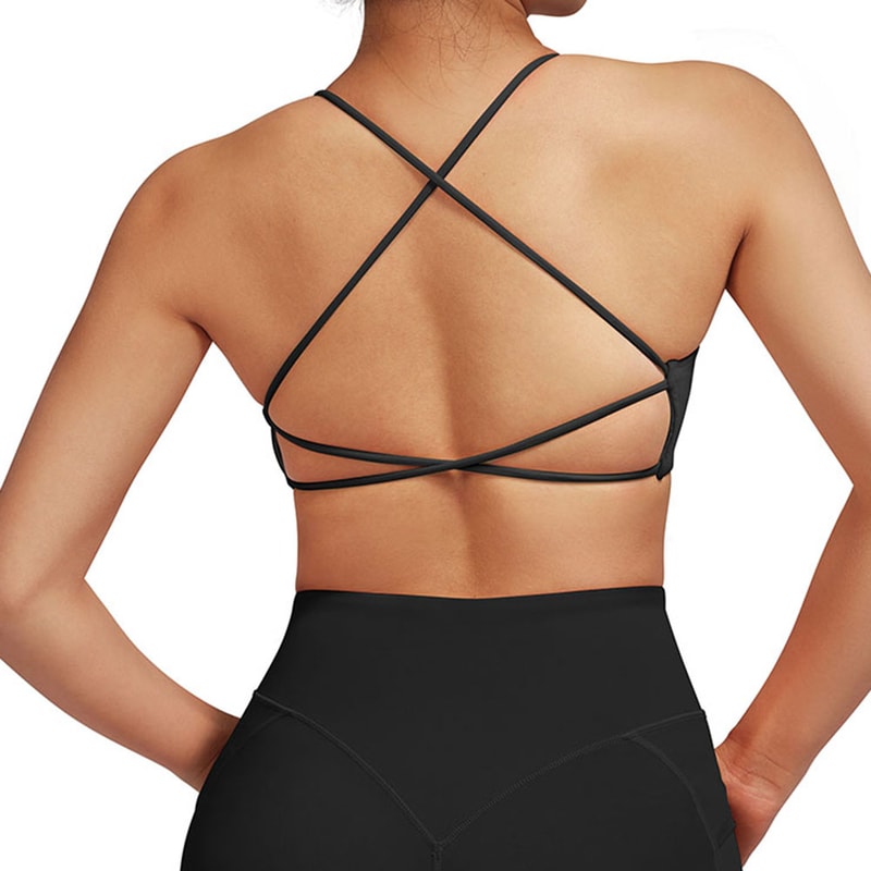 Womens Cross Back Sports Bra Quick Dry Push Up Gym Yoga Bra 3