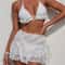 Womens Ruffled Halter Three Piece Bikini Set Stylish Beachwear Swimwear