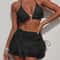 Womens Ruffled Halter Three Piece Bikini Set Stylish Beachwear Swimwear