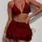 Womens Ruffled Halter Three Piece Bikini Set Stylish Beachwear Swimwear