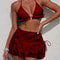 Womens Ruffled Halter Three Piece Bikini Set Stylish Beachwear Swimwear