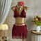 Womens Ruffled Halter Three Piece Bikini Set Stylish Beachwear Swimwear