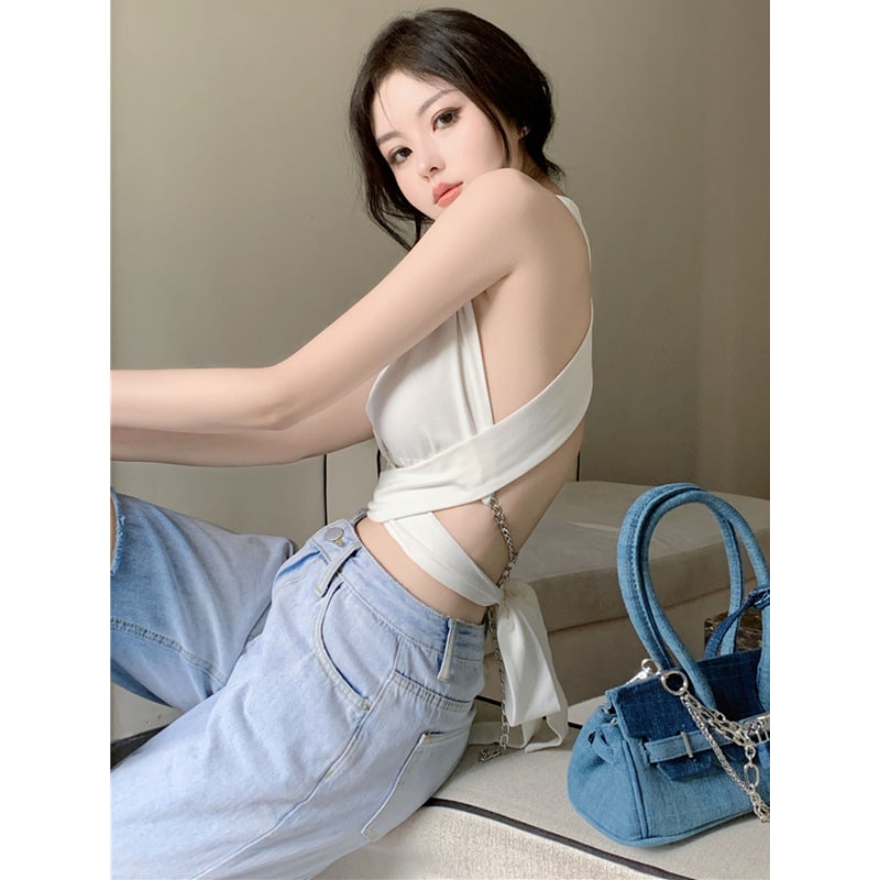 Stylish Women Sexy Backless Crop Tank Top Summer Club Wear Fit 0