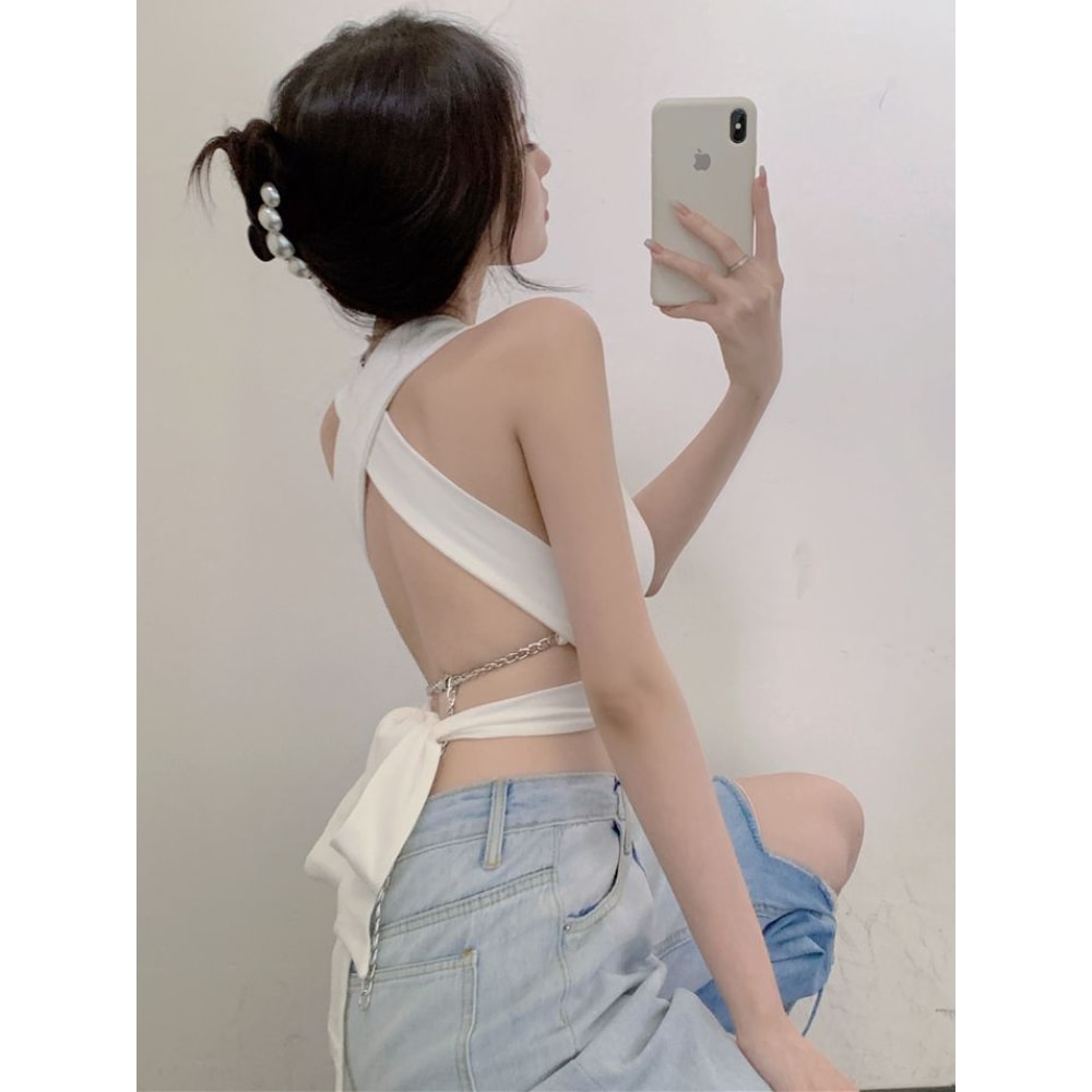 Stylish Women Sexy Backless Crop Tank Top Summer Club Wear Fit 2