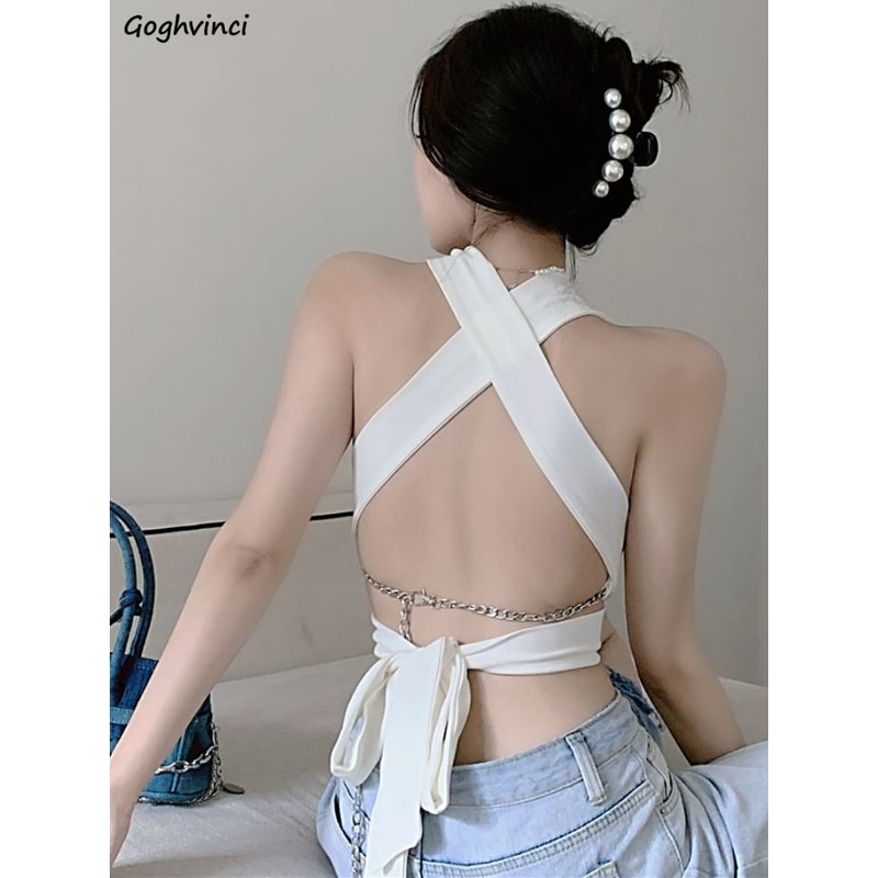 Stylish Women Sexy Backless Crop Tank Top Summer Club Wear Fit 3