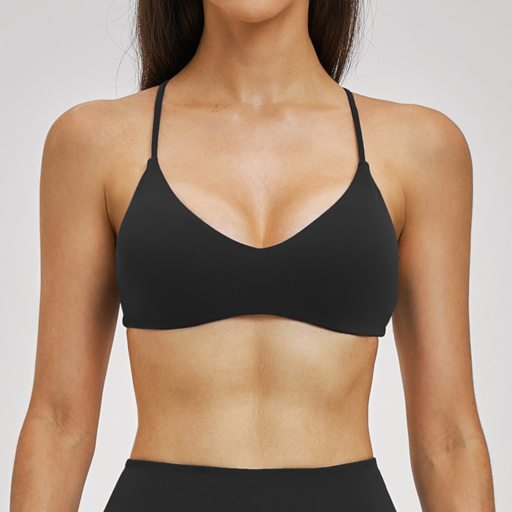 Backless Gym Crop Top for Women – Breathable Workout Bra & Yoga Sports Bra with Cross Back for Fitness and Running