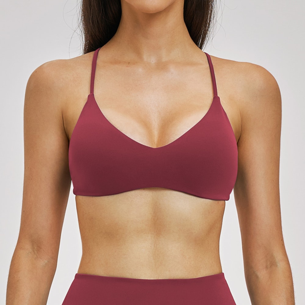 Backless Gym Crop Top for Women – Breathable Workout Bra & Yoga Sports Bra with Cross Back for Fitness and Running