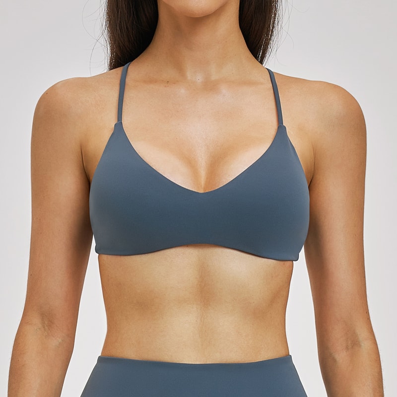 Backless Gym Crop Top for Women – Breathable Workout Bra & Yoga Sports Bra with Cross Back for Fitness and Running