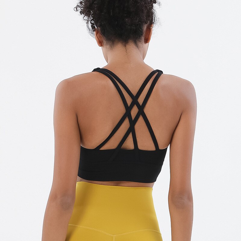 Womens Quick Dry Breathable Raceback Sports Yoga Bra with Removable Pads