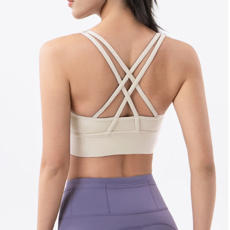 Womens Quick Dry Breathable Raceback Sports Yoga Bra with Removable Pads