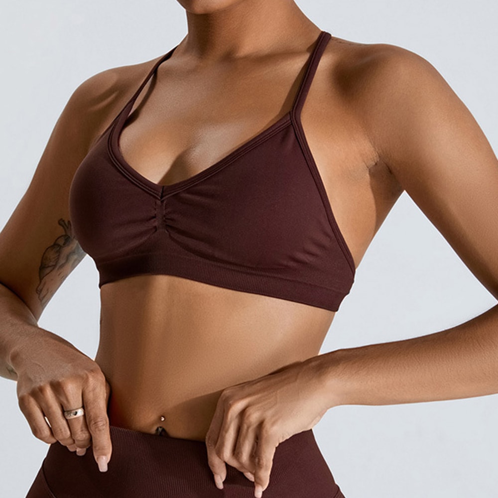 High Support Seamless Sports Bra for Women – Adjustable Push Up Fitness Tank Top