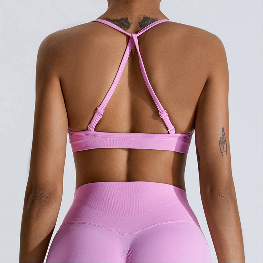 High Support Seamless Sports Bra for Women – Adjustable Push Up Fitness Tank Top