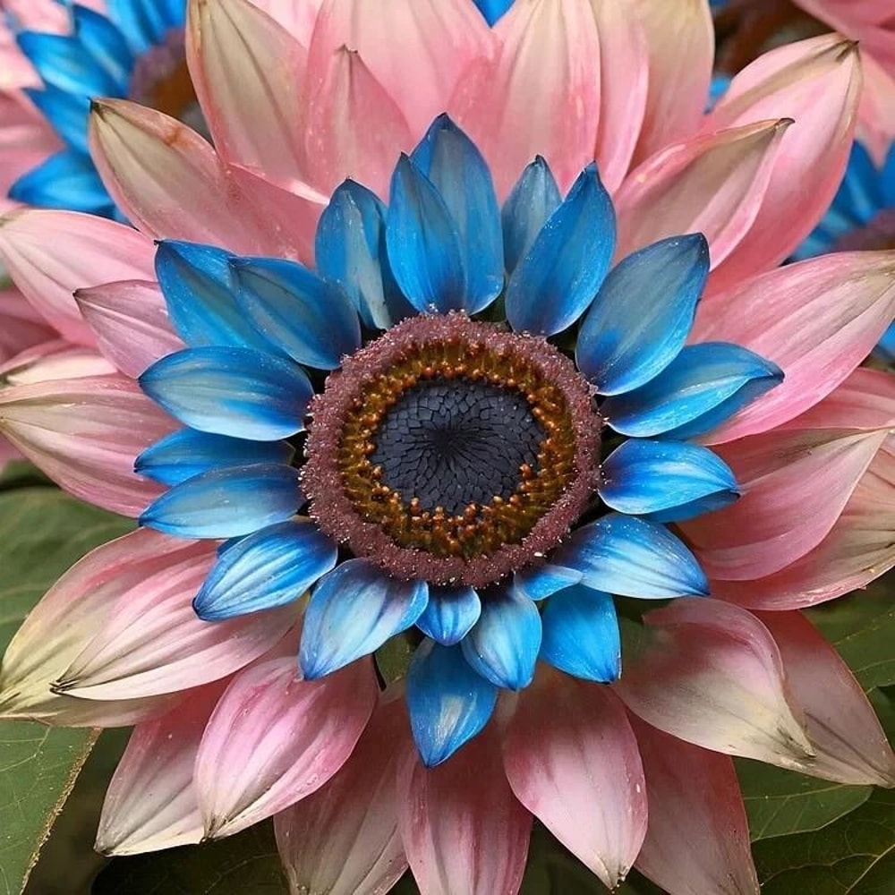 Double Flowered Sunflower Blue Pink Miracle Seeds 1