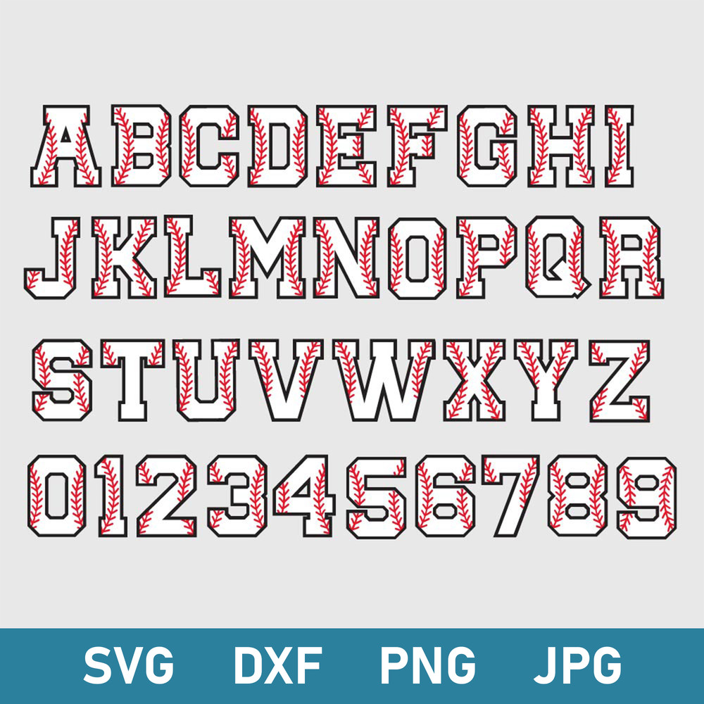 Baseball Letters And Number Svg, Baseball Font Svg, Sport Letters Svg, Png Dxf Eps File.jpg