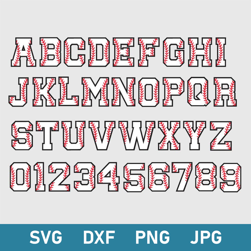 Baseball Letters And Number Svg, Baseball Font Svg, Sport Letters Svg, Png Dxf Eps File.jpg