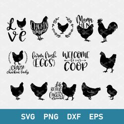 Chicken Bundle Svg, Chicken Svg, Farm Fresh Eggs Svg, Animal Svg, Png Dxf Eps file