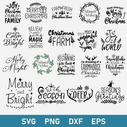 Christmas Farmhouse Bundle Svg, Christmas Svg, Christmas Quotes Svg, Png Dxf Eps Digital File