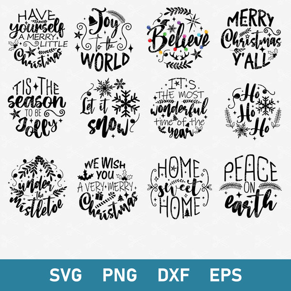 Christmas Ornament Bundle Svg, Ornament Svg, Merry Christmas Svg, Png Dxf Eps Digital File.jpg